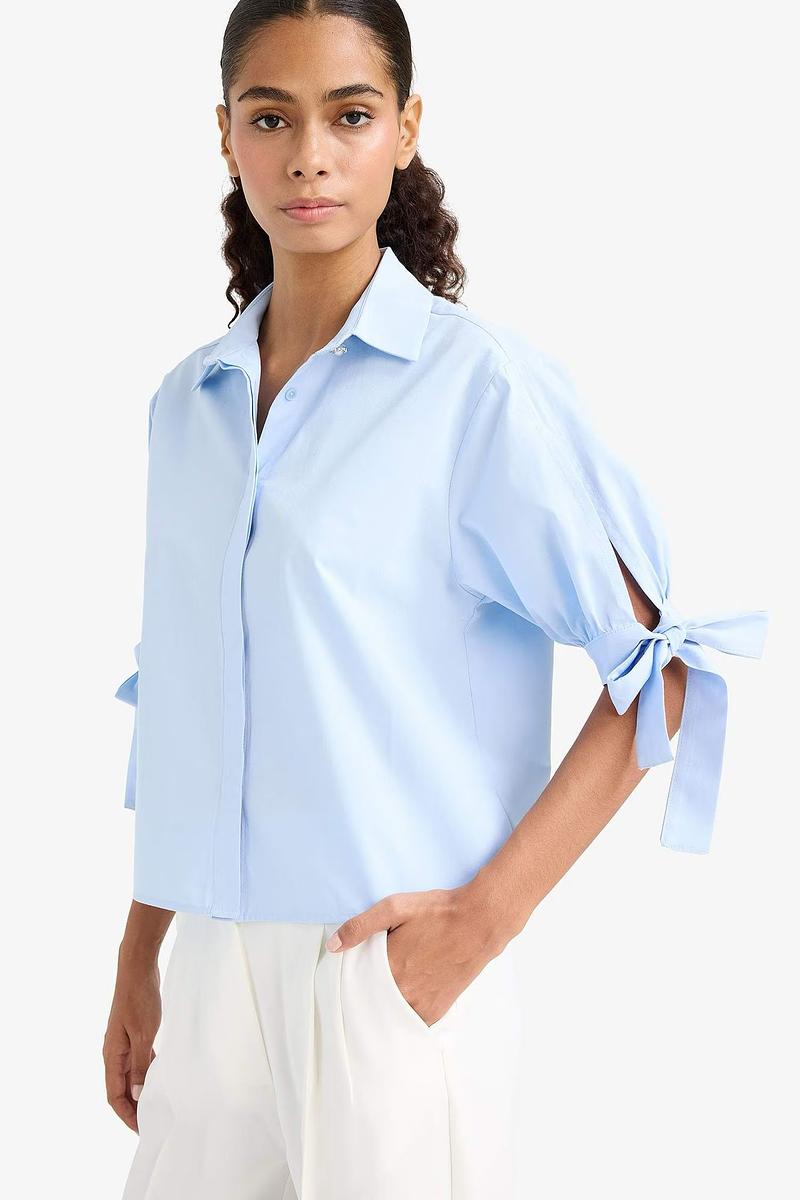 Blouse Popeline Manches Nouées